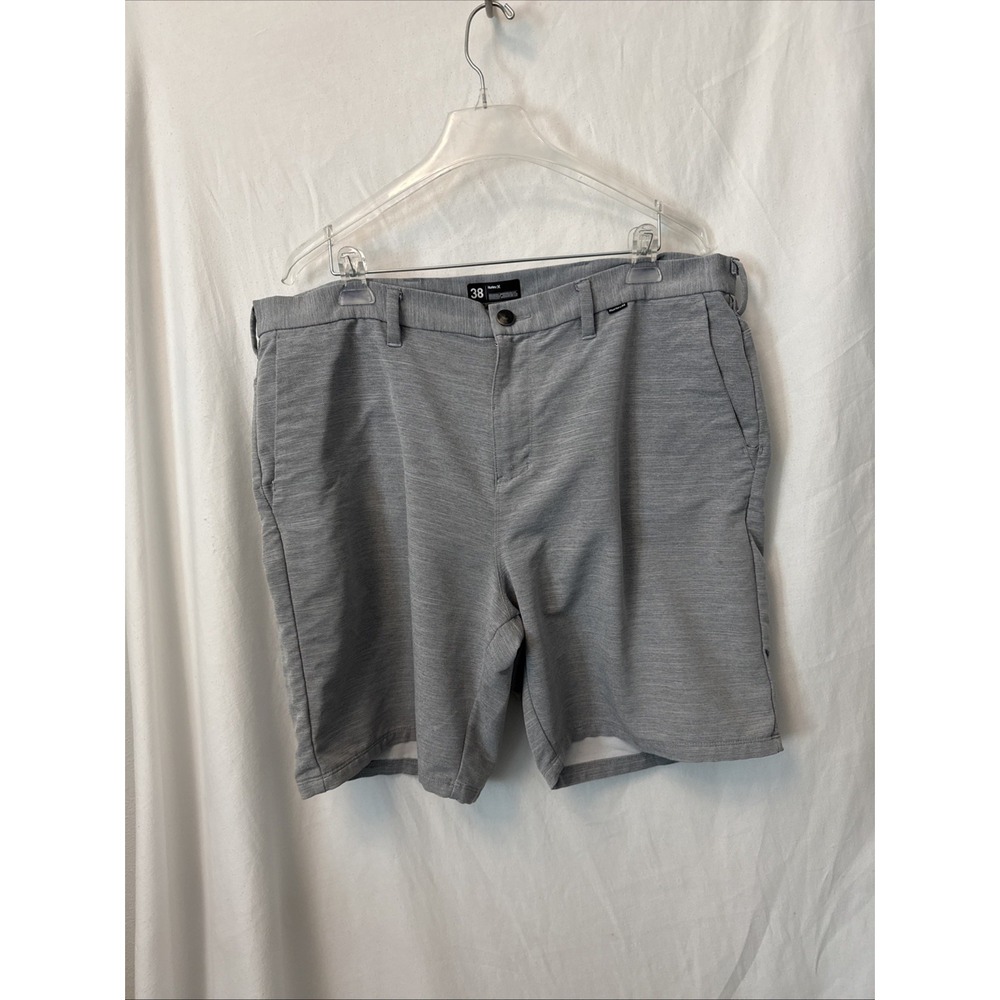 Hurley Mens Shorts Size 38 Gray Flat Front Casual Chino Shorts Vacation Wear